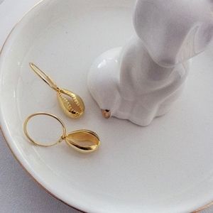 HH SHELL CHARM HOOP EARRINGS- STERLING SILVER